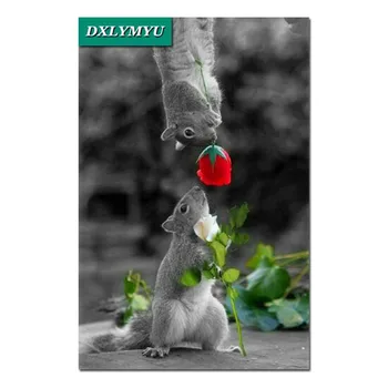 

Diy Diamond Painting Cross Stitch Couple of squirrel Diamond Embroidery Square Diamond Mosaic Rhinestone Decor Paintings animal