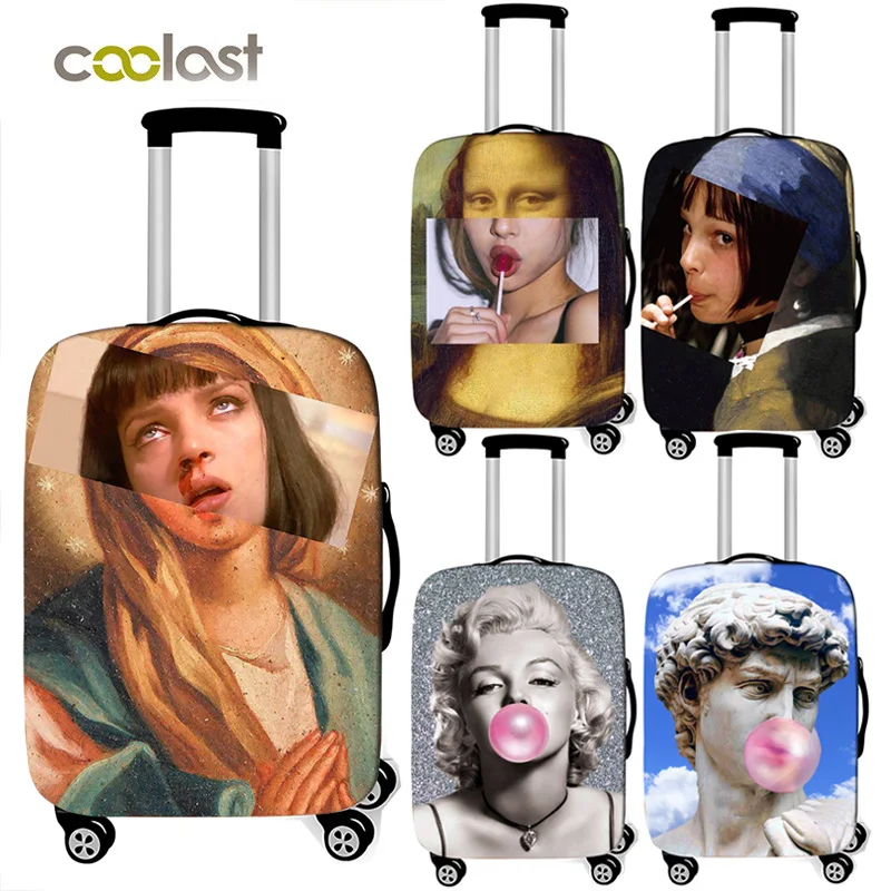 

Pulp Fiction Virgin Mary / Michelangelo David Chewing Bubble Gum Luggage Protective Cover Elastic Travel Trolley Case Cover