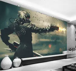 3D настенная бумага аниме фильм робот и лазер GunPoster кафе бар Домашний декор ретро крафт-бумага Настенная Наклейка