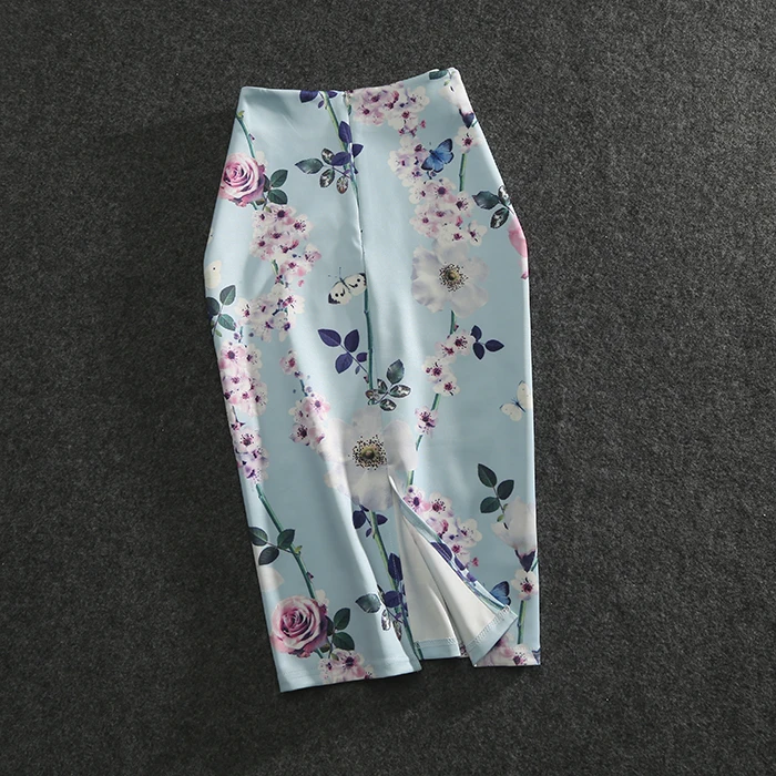 Летняя женская юбка-карандаш с принтом, высокая талия, эластичные облегающие юбки для офиса, леди, длина до колена