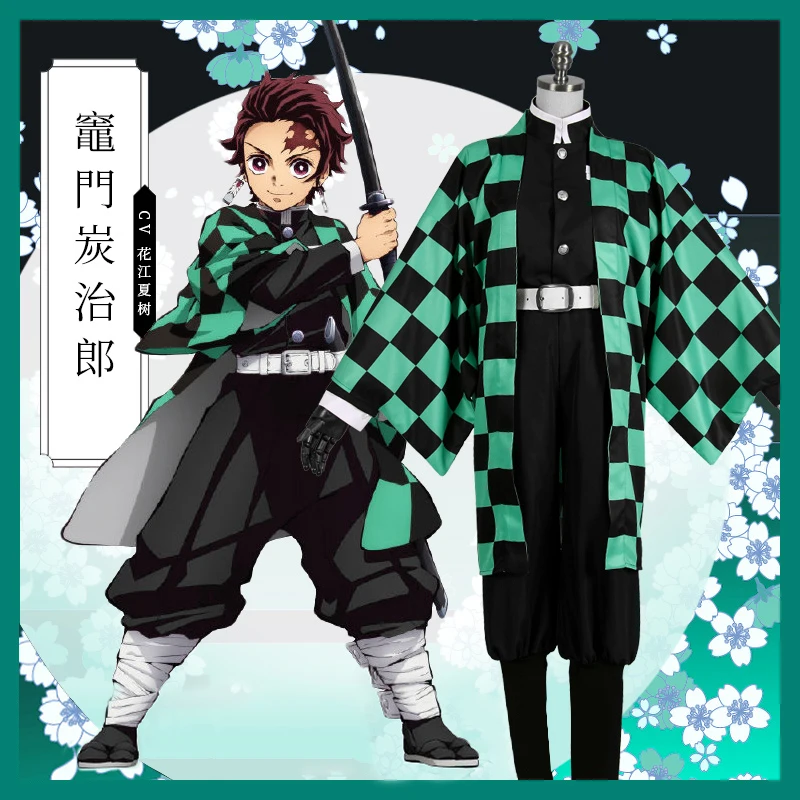 Аниме Demon Slayer Kamado Tanjirou костюмы для косплея Kimetsu no Yaiba мужские кимоно на