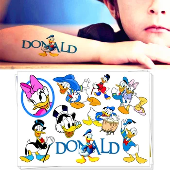 

Children Temporary Tattoo Sticker Funny Cartoon Tatoo Body Art Novelty Gag Toys for Donald Duck Fans Waterproof 2-3 Days