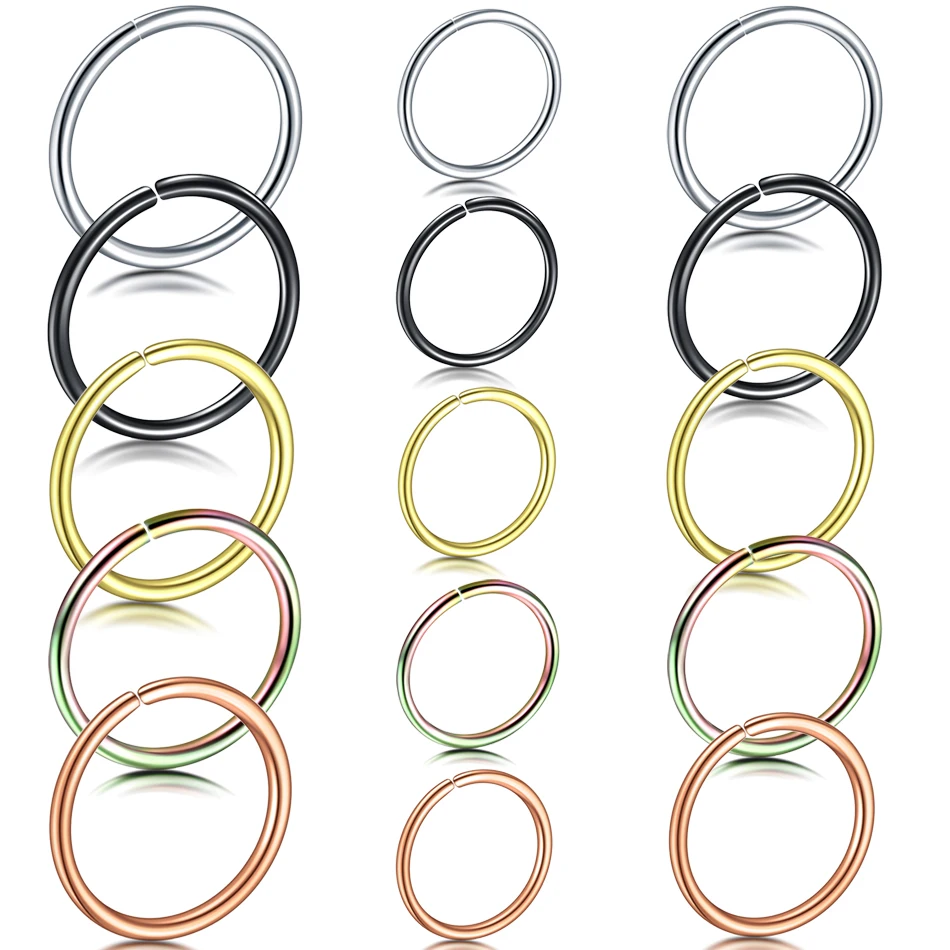 

Mixed 5 Colors 20G Fake Nose Ring Septum Helix Piercing Nose Piercing Stainless Steel Tragus Earrings Labret Ring Body Jewelry
