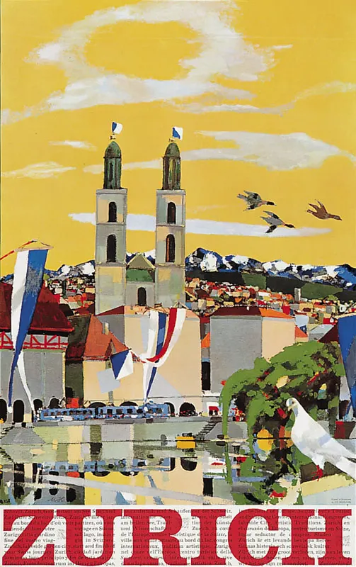 Switzerland Zurich Tourism Old Zurich Town Classic Canvas Paintings