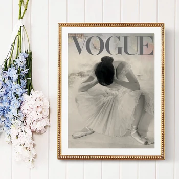 

Vogue Poster Ballet Wall Art Print Dancing Fashion Photography Canvas Painting Picture Gift For Her Girls Room Home Wall Decor