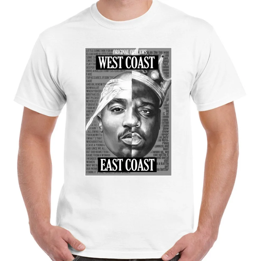 

West Coast East The Notorious B.I.G. Biggie Smalls 2Pac Tupac Mens Rap T-Shirt 2019 Newest Men'S Funny Fashion Classic Band Tees