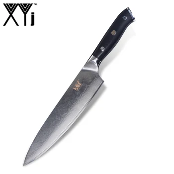 

XYj Japanese Kitchen Knife Santoku Chef VG10 Steel Blade Damascus Kitchen Chef's Cooking Tools G10 Handle Kitchen Cook Knives