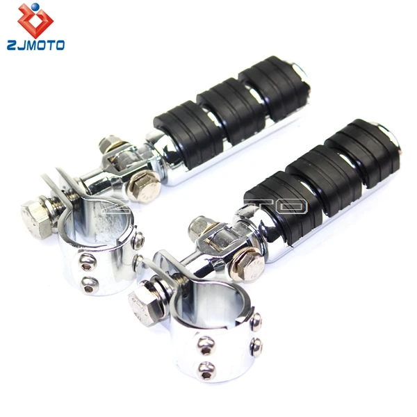 Chrome Supermoto 1 1/8" Foot Pegs & Clamps Mount For Harley Engine