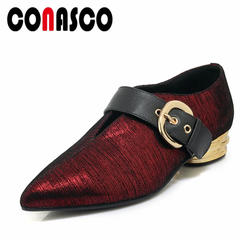 Alta Del Pompe Base Donna Nozze Donne Signora Il Genuino Partito Scarpe Fibbia Nero Cuoio Autunno Qualità Conasco Della Ufficio Molla Modo Di rosso Delle m0Ovwy8NnP