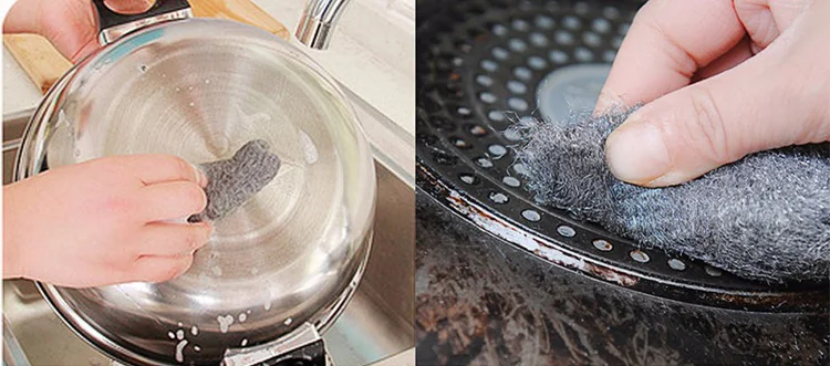 Pan Degreasing Cleaner Sponge Steel Wire Scourer Ball Clean Tool