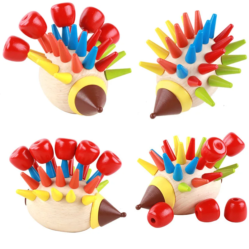 EFHH Wooden DIY Magnetic Colorful Hedgehog Building Block Early Learning Baby Toys Drop Shipping Free Shipping baby-building-blocks-wooden