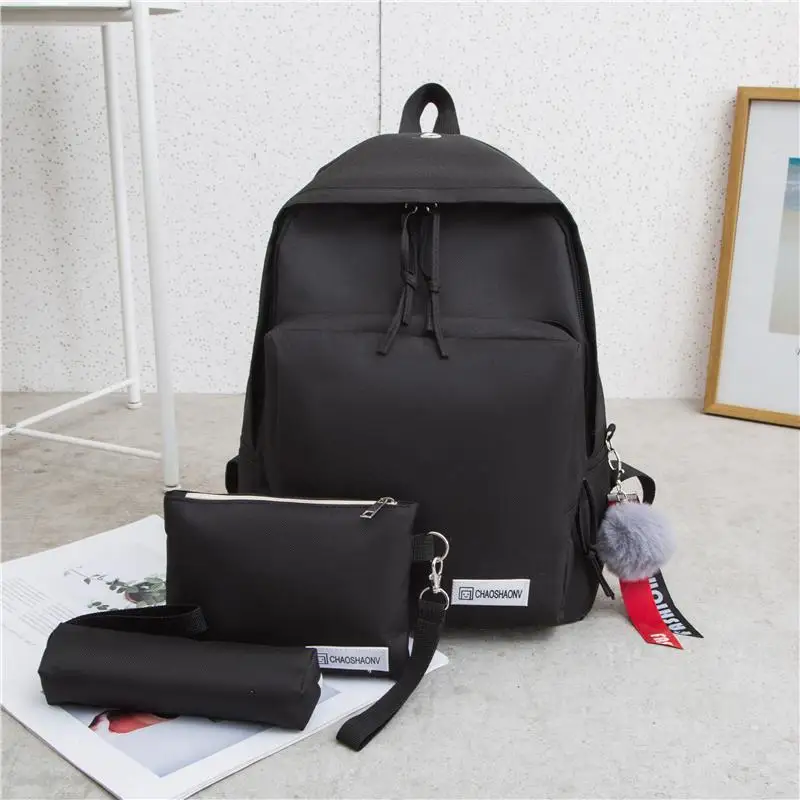 Модный рюкзак, женский рюкзак, Холщовый школьный рюкзак для девочки подростка, женский рюкзак, ранец - Цвет: Black