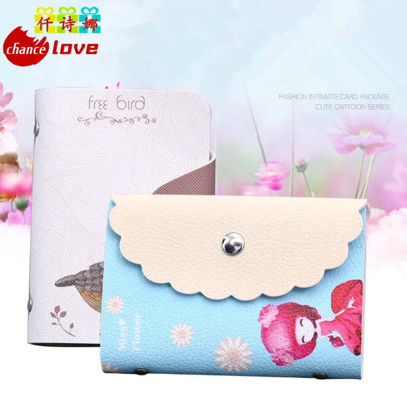 

Hot Sale Women Business Credit Card Holder Cute Cartoon PU L eather Card Bag Wallet Ladies Fashion Multi-card ID Holder Package