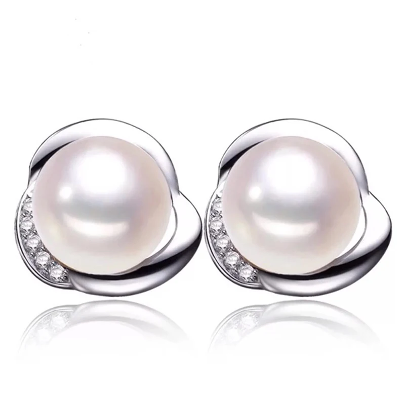 PEISENI 100% natural freshwater pearl stud earrings 7-8 MM Real Pearl 925 Sterling Silver Jewelry For Women Best Gifts | Украшения и