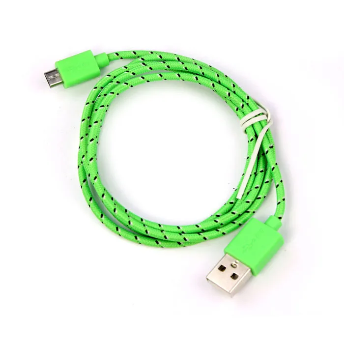 

1PC Hemp Rope Micro USB Charger Charging Sync Data Cable Cord for HTC Nokia Green Phone Samsung#h