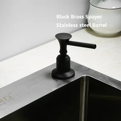 Белый черный дозатор мыла моющий насос дозатора жидкости рабочий Топ кухонная раковина - Цвет: Black Brass Plus SS