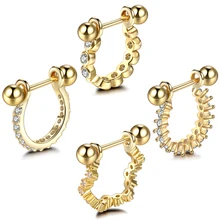 1 шт. медная штанга с CZ обруч хрящевая спираль Lobe серьги пирсинг золотые кольца для носа Daith Rook пирсинг уха ювелирные изделия 20 г