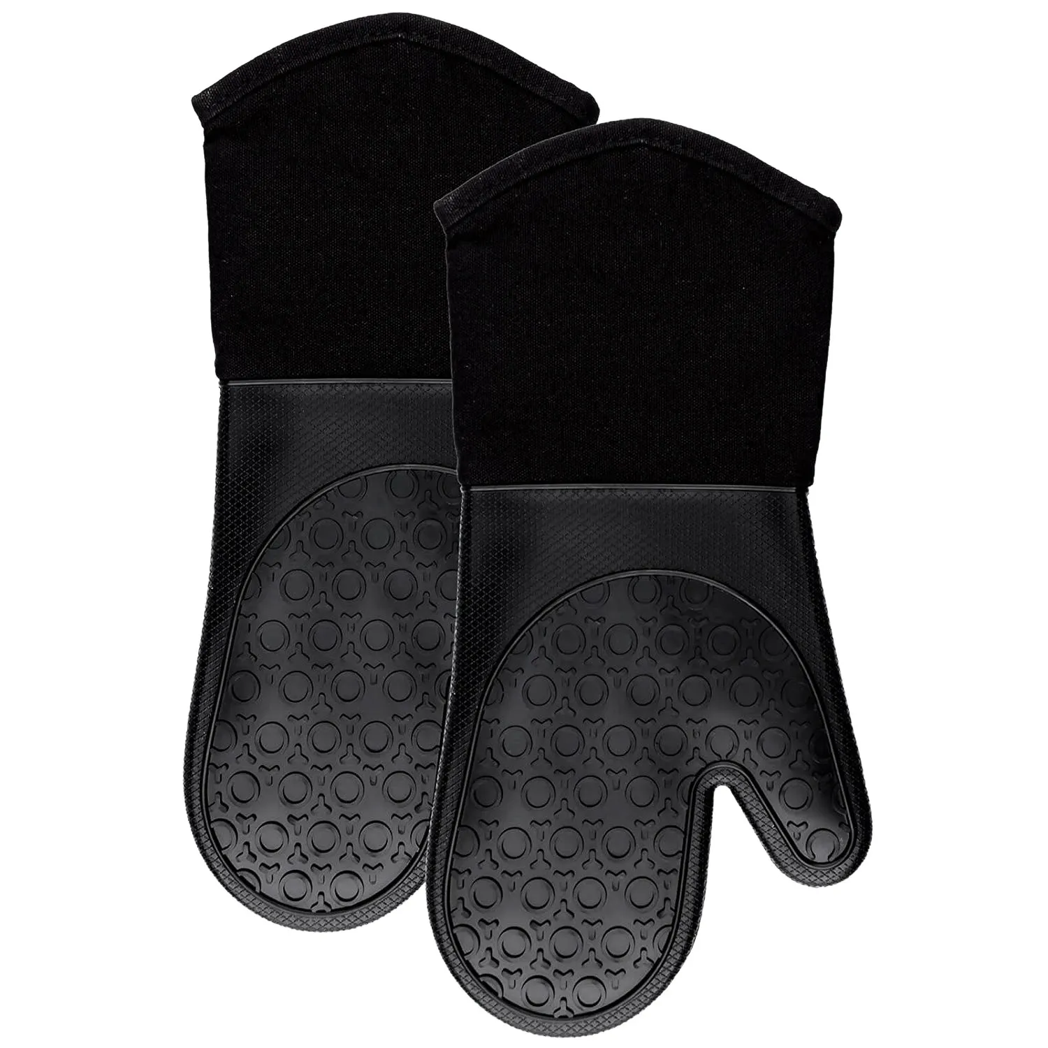 GVCD Силиконовые Прихватки с стеганой хлопковой подкладкой-Профессиональные Термостойкие Прихватки кухонные перчатки-1 пара(черный
