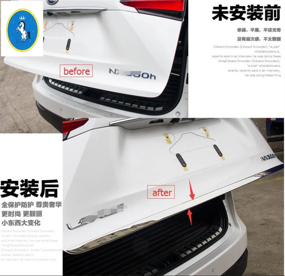 

Yimaautotrims Rear Trunk Cover Tailgate Trim Door Handle Molding Boot Garnish Bezel Cover For LEXUS NX NX200T NX300H 2018 2019