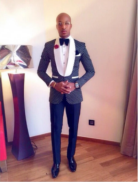 blue and white prom suit