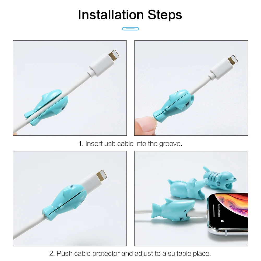 KISSCASE кабель протектор для iPhone samsung зарядное устройство защитный кабель USB шнур Энергосбережение милые животные укус USB кабель Winder Органайзер
