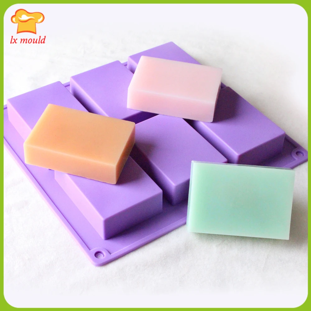 6 even rectangular mold food grade silicone handmade soap mold ice grid six holes long square