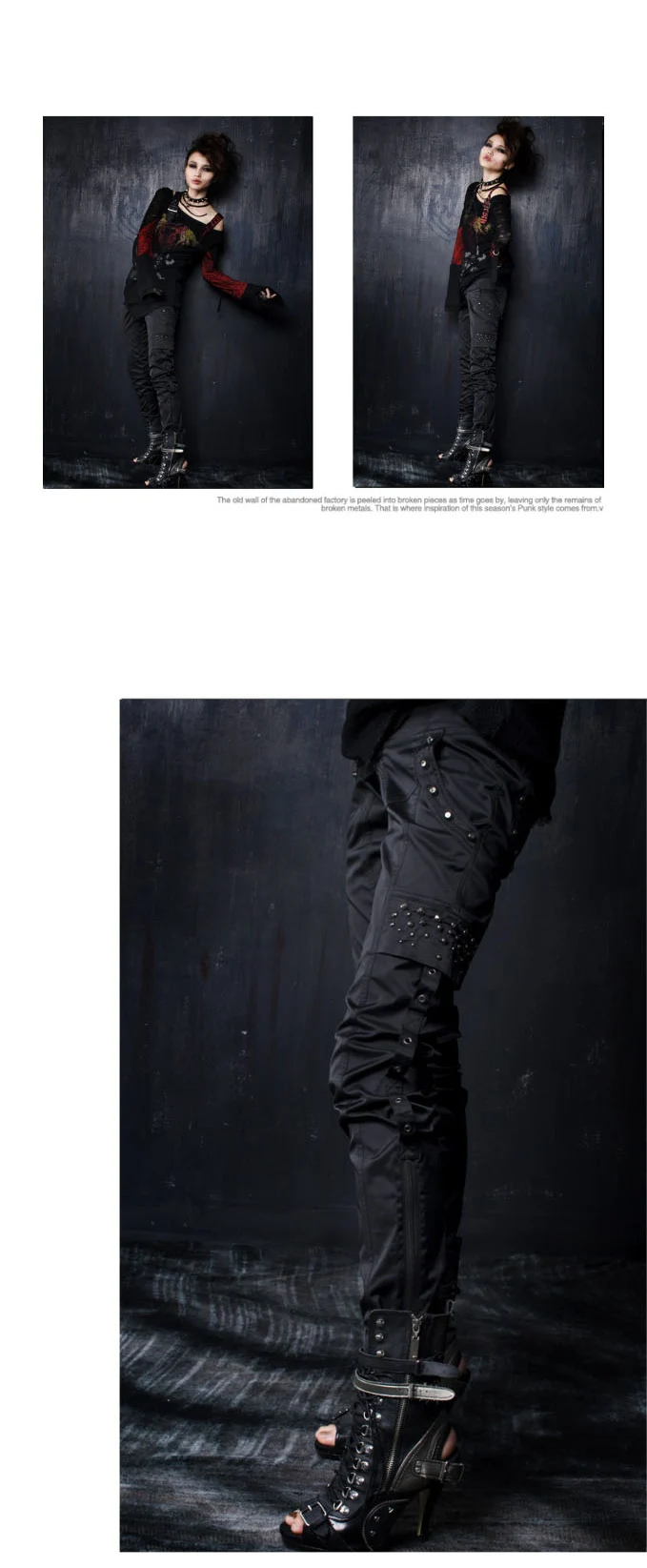 Панк РЕЙВ панк женские черные заклепки украшения брюки очень крутые брюки распродажа