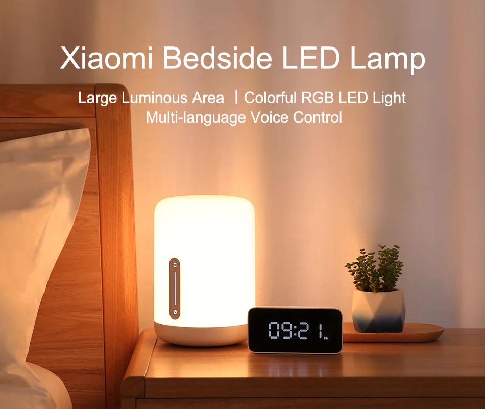 Прикроватная лампа Xiao mi jia 2 умный светильник Голосовое управление сенсорный переключатель mi home app Светодиодная лампа для Apple Homekit Siri& xiaoai clock