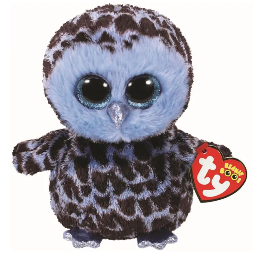 

6" Ty Beanie Boos Yago the Blue Owl Original With Tags Regular Size Big Glitter Eyes 15cm Plush Stuffed Animals Doll Toys Gift