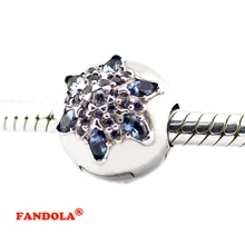 Подходит Пандора шармы браслет 925 серебро кристаллизованный Снежинка клип бусины с разноцветный кристалл и прозрачный кубический цирконий