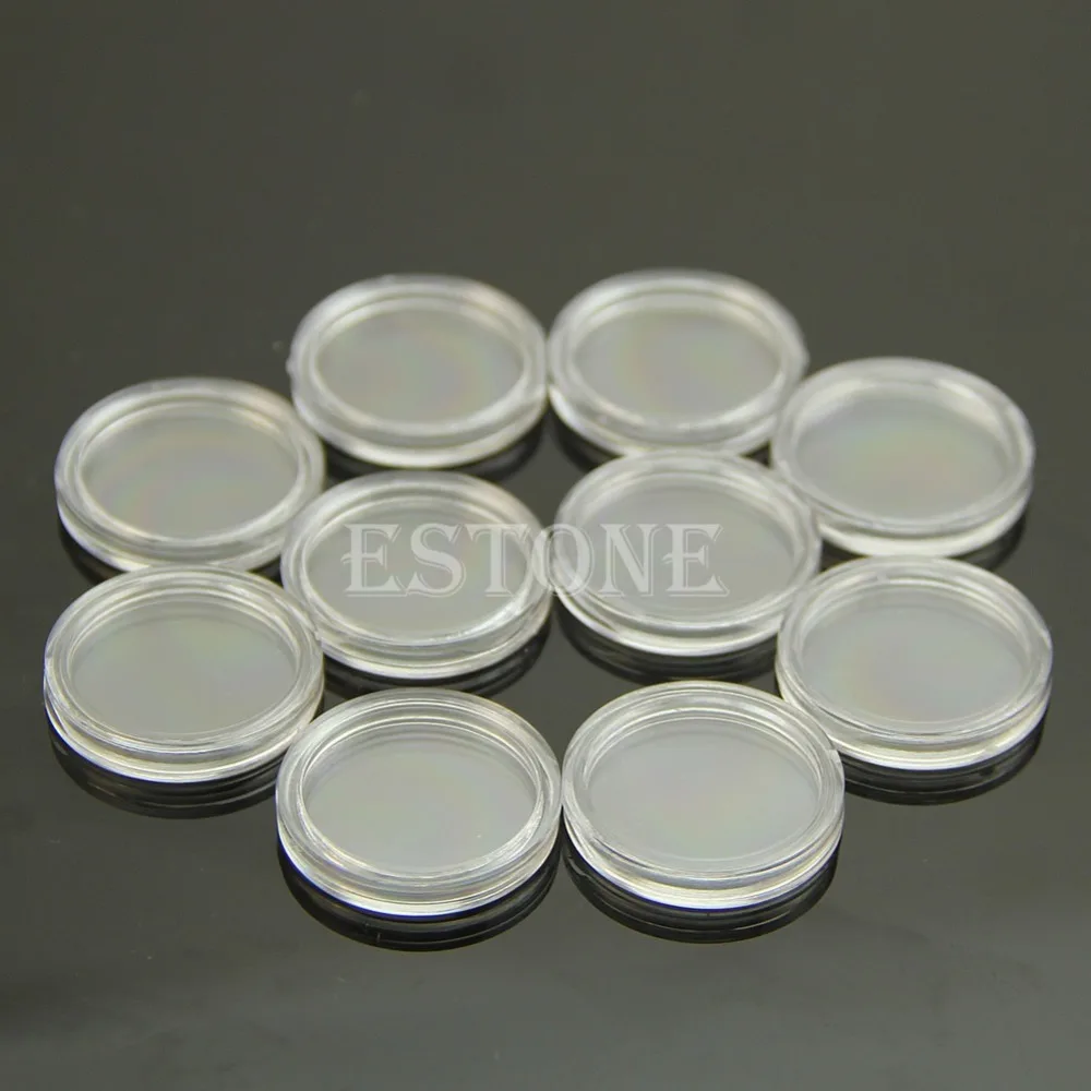 10pcs 21mm Applied Clear Round Cases Coin Storage Capsules Holder Round Plastic