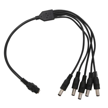 

1 Female To 5 Male 2.1 x 5.5mm DC Power Splitter Cable For CCTV Security Camera New