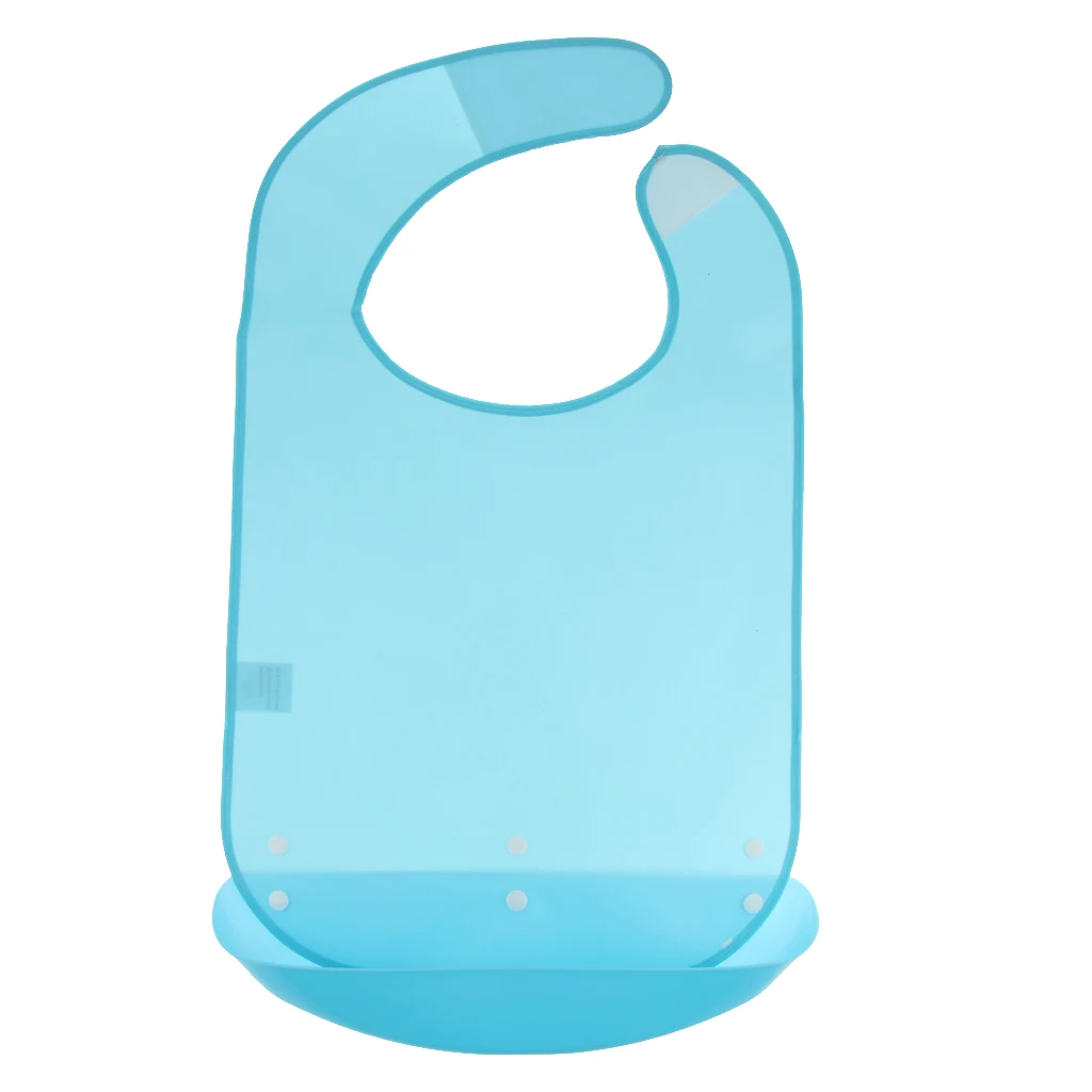 Meals Clothing Protector Bibs Disability Aid Apron With PE Pocket Blue Perfect for Eating & Drinking, Anti-Spilling 