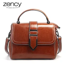 Zency винтажная женская сумка из натуральной кожи с верхней ручкой, сумка-тоут в стиле ретро коричневого цвета, высокое качество, женская сумка-мессенджер через плечо