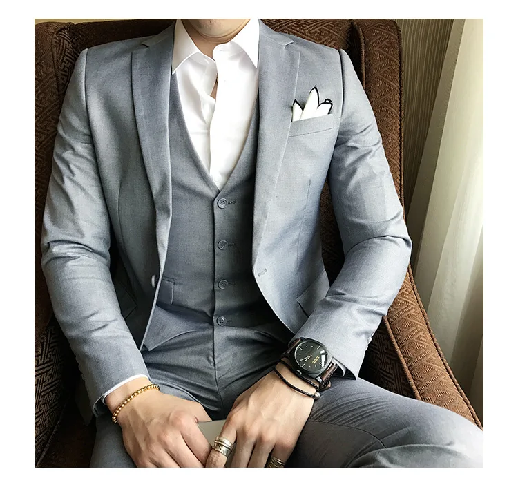 Мужской костюм(пиджак+ брюки+ жилет), роскошный мужской свадебный костюм, мужской тонкий костюм, Мужская одежда, деловая одежда, вечернее платье