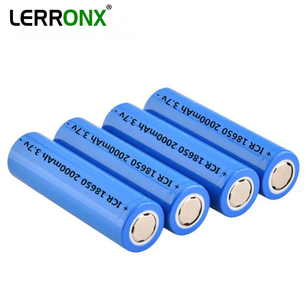 

LERRONX Lithium 3.7V 2.0Ah 18650 Rechargeable battery for Flashlight Headlight Power Electronic Equipments Li-ion ICR18650