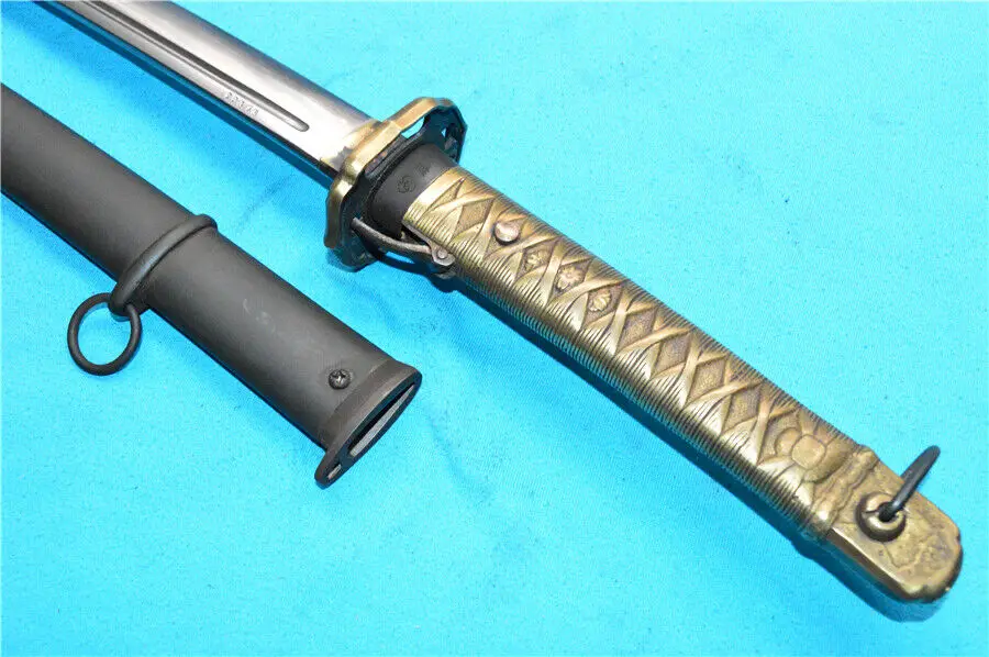 Military Japanese NCO Sword Samurai Katana Steel Sheath Matching Number Brass Handle