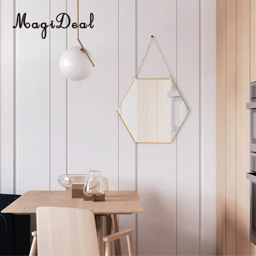 MagiDeal Wrough Iron Golden Frame Mirror Vanity Make Up Mirror Wall Mirror for Bathroom Entryways Washrooms Living Rooms