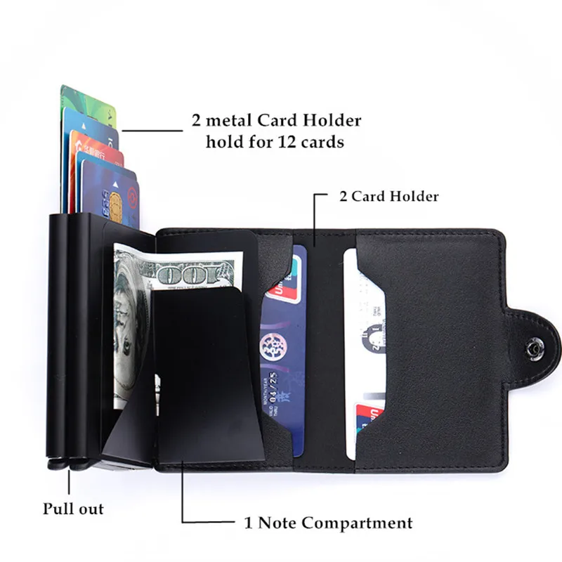 BISI GORO металлический кредитный держатель для карт кошелек высокое качество RFID Автоматический чехол для ID карты двойной алюминиевый кошелек Прямая поставка