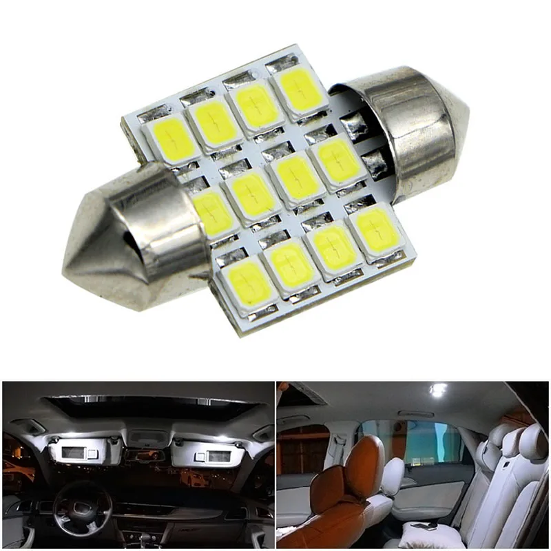 

2 Pcs/10 Pcs White 31mm 1.25" 12 LED SMD Festoon Dome Car Bulb 3021 3022 DE3175 Light Lamp 2018 XR657