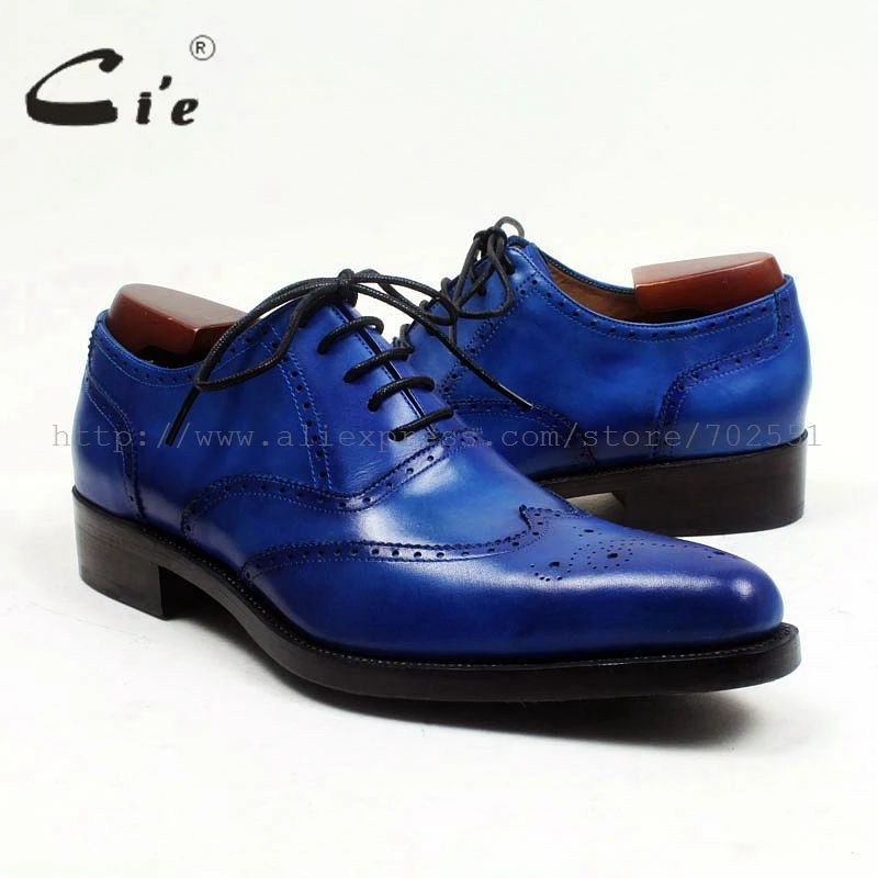 Completa Azul Welted Grão Medida Bezerro Apontado Sapato Sob Goodyear Royal Cie Completo Ox526 Couro Dedo Homens Brogues Dos De Medalhão OXnqw0g8
