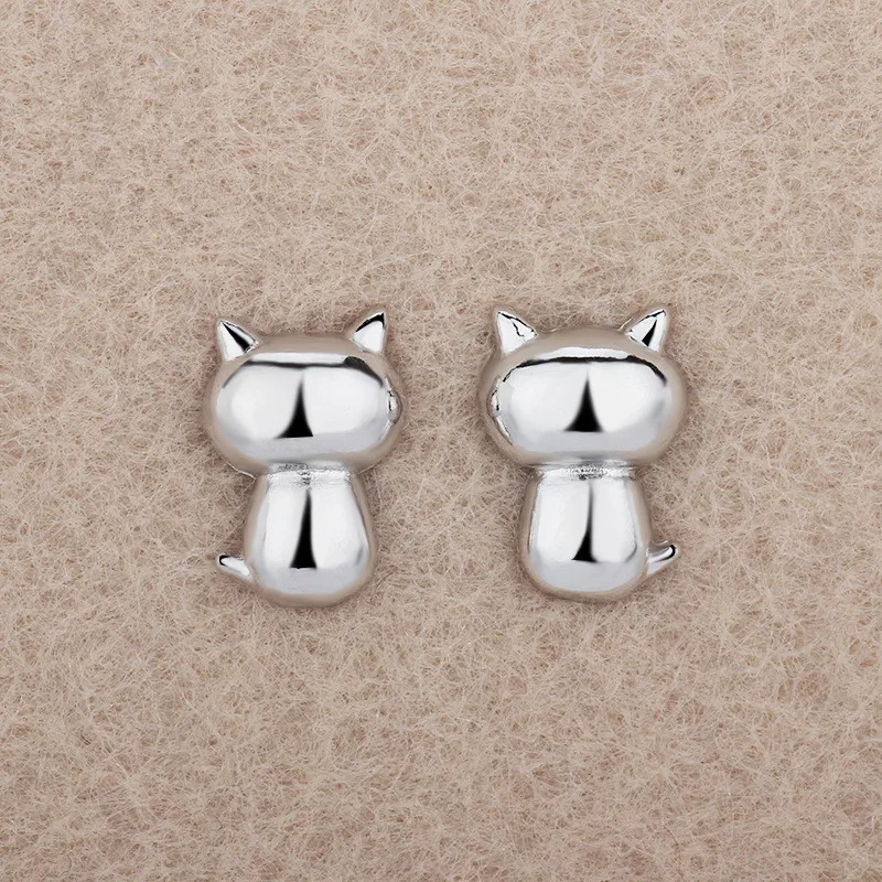 Buy RONGQING 1Pair/lot Silver Plated Cat View of Back