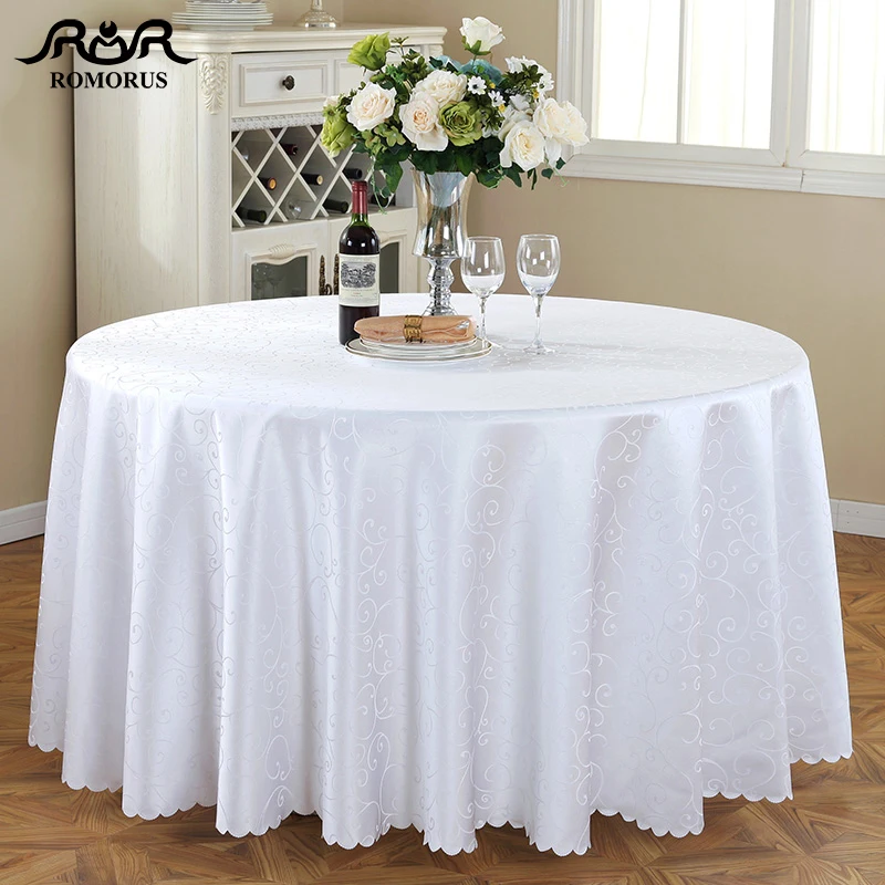 Round Tablecloth Jacquard White Wedding Table Cloth Polyester Round