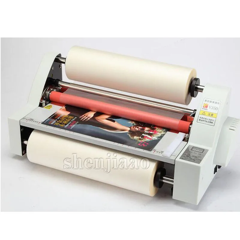 13" A3 Roll Laminator Speed Adjustable Four Roller Hot Cold Laminating Machine 