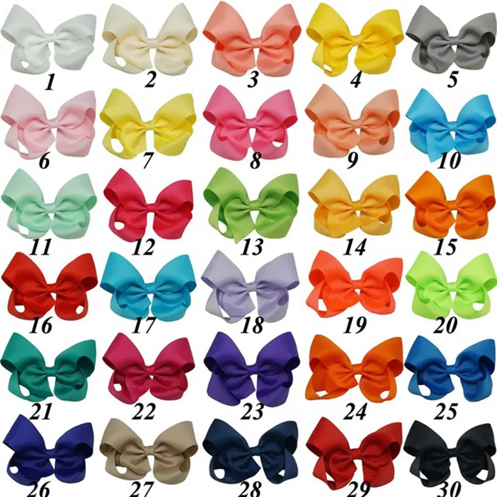 30 шт./компл. 4 дюймовый твердый бант для волос с зажимом девочек Grosgrain ленты HairBows