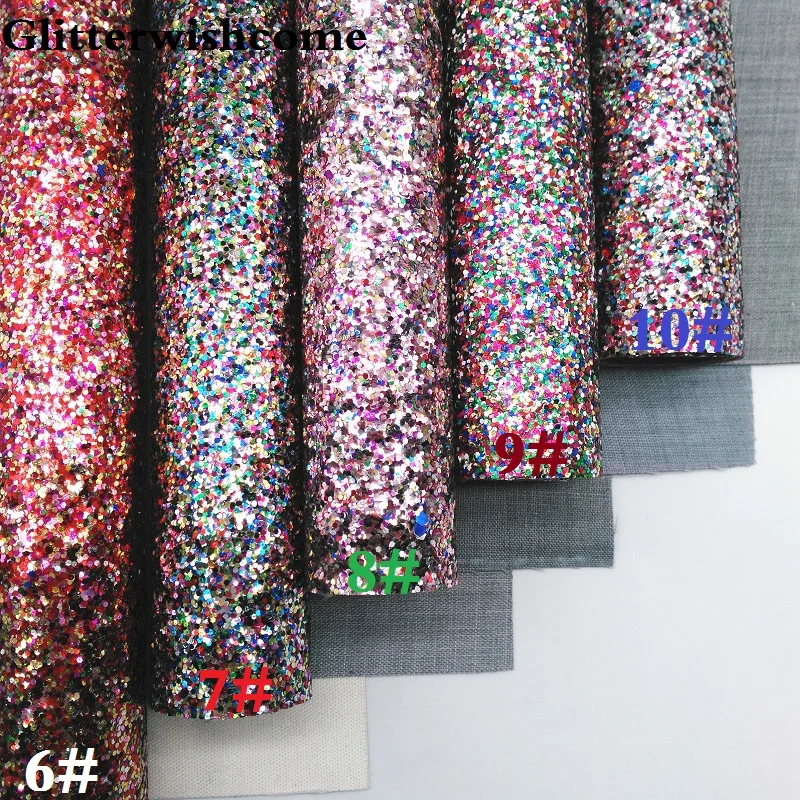 Glitterwishcome 21X29 см A4 размер винил для бантов, смешанный Блеск плоский толстый блеск кожа ткань винил для бантов, GM087A