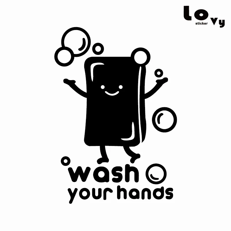 

Cute SOAP Wash Your Hands Vinyl Wall Sticker Creative Cartoon Toilet Bathroom Wall Decal Home Decor