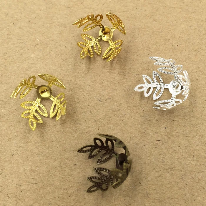 

16mm 100pcs 3D Filigree Flower Leaves Charms/Vintage Hanging Pendant Copper with Antique Bronze/Silver/Gold 4 Colors