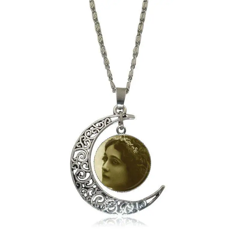 EJ Glaze Fashion Jewelry Vintage Glass Necklace With Crescent Moon For Women Kids Gift Lina Cavalieri | Украшения и аксессуары