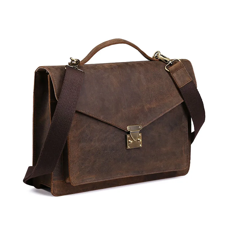 

BOLEKE Men's Briefcase Genuine Leather Business Handbag Laptop Vintage Large Office Shoulder Messenger Bags Travel Luxury